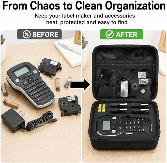 PAIYULE Case Compatible with DYMO Label Maker LabelManager 160/280 Portable Label Maker, Tag Printer Storage Organizer for AC Adapter, Tape Cartirdges and More Accessories(Box Only) Black