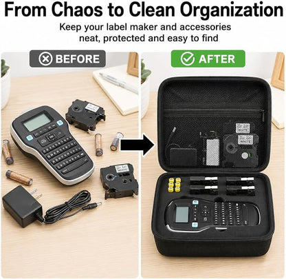 PAIYULE Case Compatible with DYMO Label Maker LabelManager 160/280 Portable Label Maker, Tag Printer Storage Organizer for AC Adapter, Tape Cartirdges and More Accessories(Box Only) Black