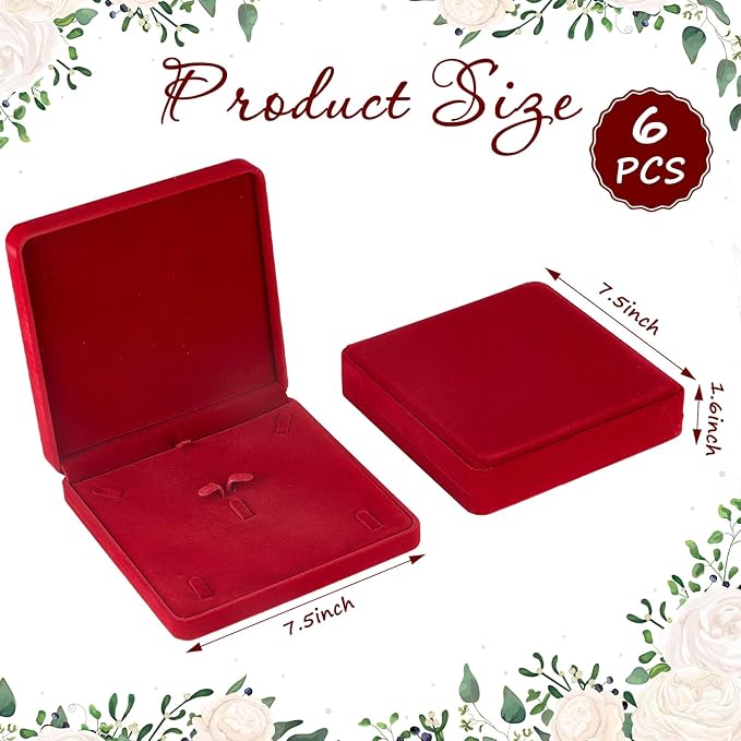 Yinkin 6 Pcs Velvet Jewelry Set Box Jewelry Display Case Earring Ring Bracelet Necklace Gift Box Pearl Necklace Storage Case for Mother's Day Wedding Travel Anniversary(Wine Red)