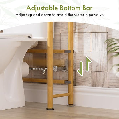 AmazerBath Bamboo Over The Toilet Storage Shelf, 2-Tier Over Toilet Organizer Rack, Freestanding Above Toilet Shelf for Bathroom, Laundry, Space Saver, Natural Color
