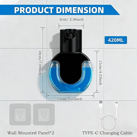2Pack Automatic Soap Dispenser Touchless,Rechargeable Liquid Soap Dispenser,15oz/420ml Smart Hand Soap Dispensers,4-Level Adjustable, Wall Mount for Bathroom Kitchen Dish Soap,Hands-Free(Black)