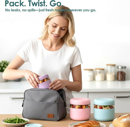 4 Pack 16 oz Glass Lunch Bowl Containers with Lids | Leak & Spill Proof, BPA-Free, Microwave & Dishwasher Safe, Airtight Meal Prep & Food Storage Jar for Lunch, Salad, Soup, Oats, Stew, Yogurt