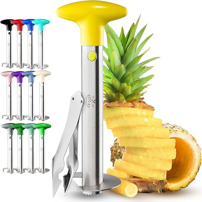 Zulay Kitchen Pineapple Corer and Slicer Tool – Stainless Steel Pineapple Cutter with Eye Remover Tool – Ergonomic Handle & Easy Core Remover – Reinforced Heavy-Duty Blade – Yellow