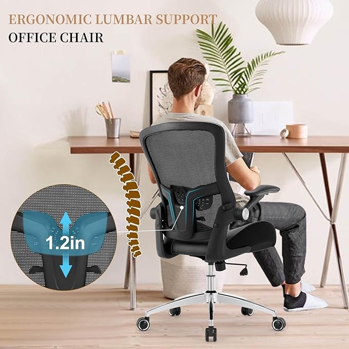 Big and Tall Office Chair 400lbs, Heavy Duty Ergonomic Computer Desk Chair, Leather Office Task Chair for Heavy People with Wide 3D Modeling Foam Seat, Adjustable Lumbar Support and Arms