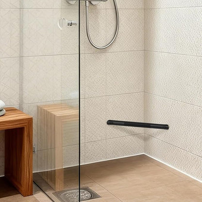 BWE Matte Black Shower Foot Rest Bar, Stainless Steel Bar Corner Shower Foot Rest for Shaving Legs, Non-Slip Knurled Shower Step, Wall Mounted Bathroom Shower Shaving Foot Rest