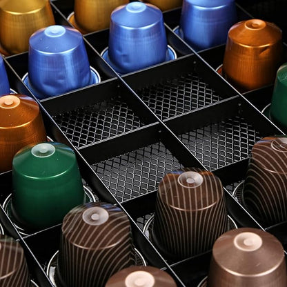 HiveNets Capsule Drawer Coffee Pod Storage Compatible for Nespresso Support Metal Holder 60 Pcs