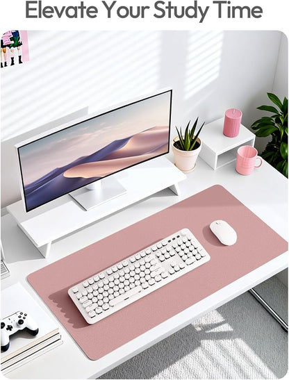 YSAGi Leather Desk Protector, Office Mat, Large Mouse Mat, Non-Slip PU Leather Blotter, Laptop Desk Mat, Waterproof Writing Pad for Office and Home(Pale Mauve, 63" x 17.2")