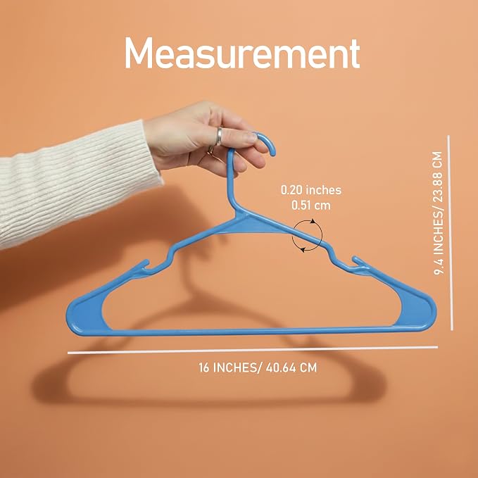Utopia Home Clothes Hangers 30 Pack - Plastic Hangers Space Saving - Durable Coat Hanger with Shoulder Grooves (Blue)