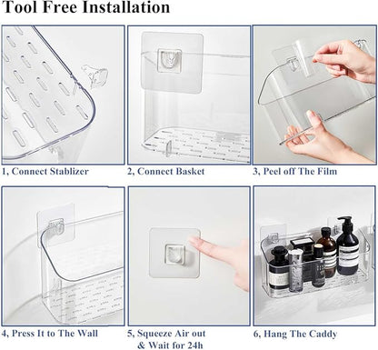 UNIKON Bath Toy Storage Holder, Bathtub Toy Organizer, Large Capacity Shower Caddy for Bathroom, Clear, 2 Pack