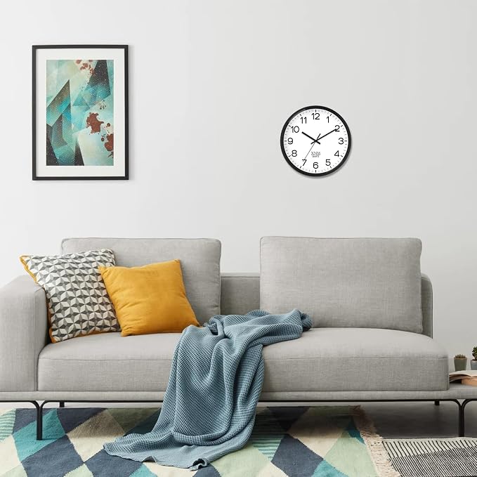 XNM 2 Pack Black Wall Clock 8 Inch Small Classic Wall Clocks Battery Operated Modern Minimalist Wall Clock for Living Room Bedroom Silent Non Ticking