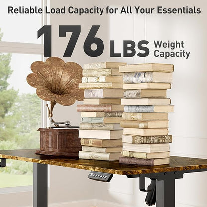 55 x 24 Inch Electric Standing Desk Adjustable Height, Sit Stand Desk, Stand up Desk for Home Office, Computer Workstation (Spliced Desktop,Rustic Brown)