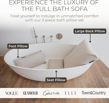 BADESOFA® Luxury Bath Pillows for Tub Full Body Set - 3-Piece Bath Pillow Set with Premium Materials & CleanDry+ - Bathtub Pillows for Head and Neck Support - Tub Pillow for Bathtub in Green