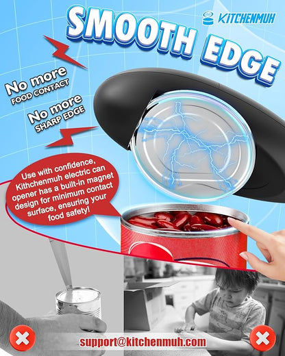One Touch Electric Can Opener Fits All Can Sizes for Seniors with Arthritis, Battery Operated Can Opener with Smooth Edge, Food Safe Kitchen Gadgets Automatic Can Opener for Kitchen