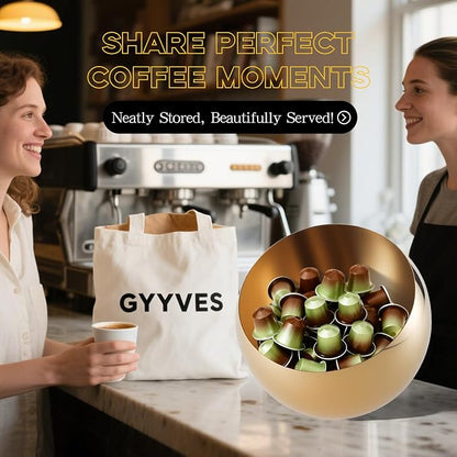 Large Capacity Coffee Pod Holder – Stainless Steel Pod Organizer and Holder | Stylish Coffee Bar Accessories & Countertop Storage (Gold, 5 Pack)