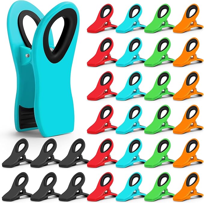 Jetmore 30 Pack Chip Clips Bag Clips, Multicolor Magnetic Clip for Food and Other Packages, Multipurpose Refrigerator Magnet Clip, Office Paper Clamps