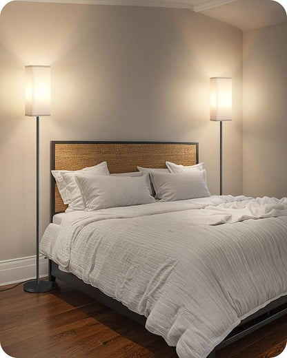 2Pack Floor Lamp, Pole Lamp with Foot Switch, Modern Standing Lampshade, Minimalist Freestanding Lamp (Bulb Not Included), for Living Room, Bedroom, Office, Black and White CW07LDP205