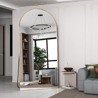 Arched Floor Mirror 76"x34" Gold Arch Full Length Mirror with Stand Large Wall Mirrors Full Body Mirror Standing Hanging or Leaning Against Wall for Bedroom Entry, Bedroom, Living Room