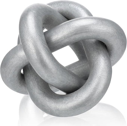 Yalikop 3 Link Wood Knot Decor Rustic Home Décor Accents Hand Carved Coffee Table Decoration, Boho Chain Link Decoration, Modern Shelf, Rustic Objects for Home Living Room Bedroom (Silver)
