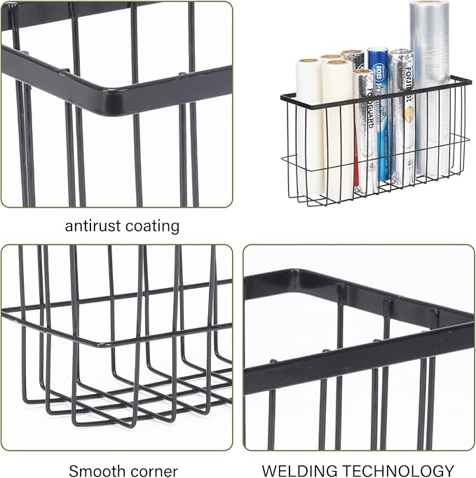 2 Pack Aluminum Foil and Plastic Wrap Organizer,Wall Mounted Cabinet Door Organizer,Kitchen Pantry Organizers and Storage,Wrapping Paper Shelf for Sandwich, Freezer, Ziplock Bag