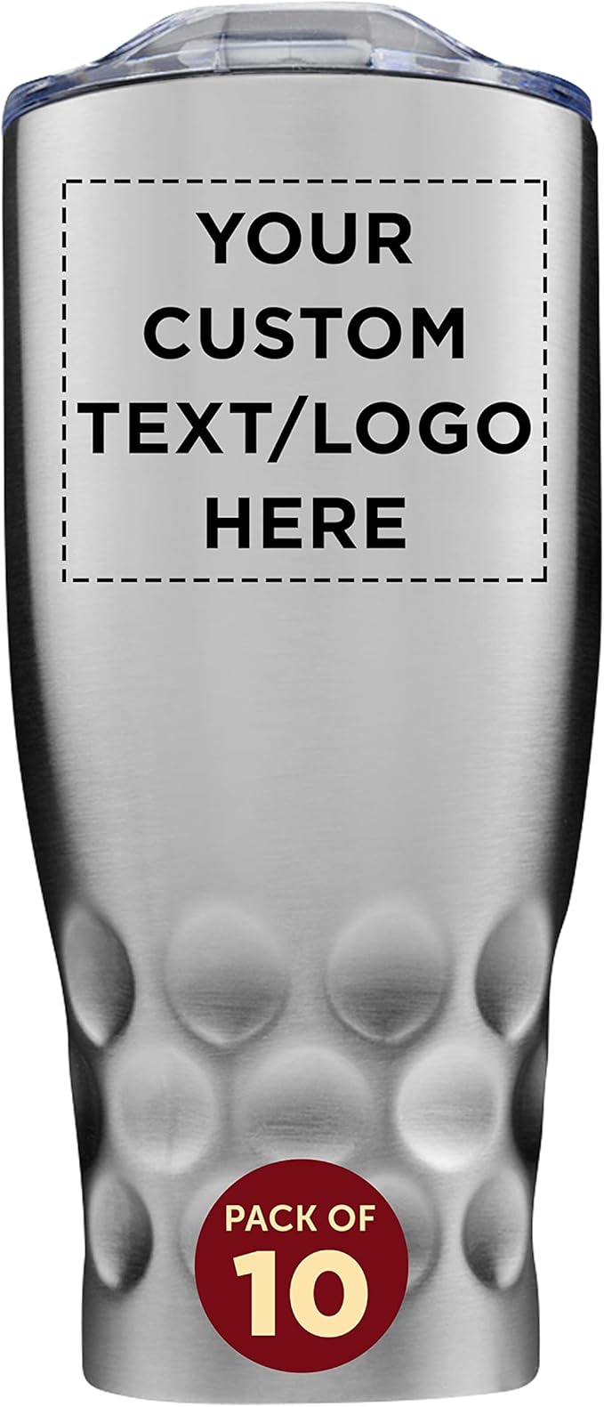 Custom Stainless Steel Tumblers by Molokini 27 oz. Set of 10, Personalized Bulk Pack - Double Wall, Perfect for Coffee, Soda, Other Hot & Cold Beverages - Silver