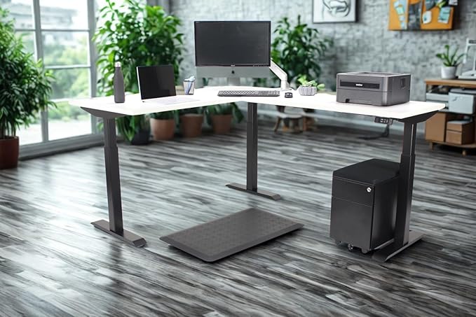 Lift It, 72"x24" Electric Height Adjustable Desk and 48"x24" Return for Office or Home, Dual Motor, 4 Memory/USB Charging LED Control, Brite White Top and Black Frame