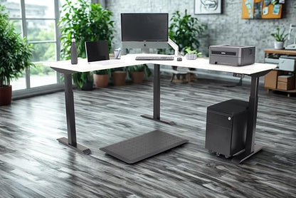 Lift It, 72"x24" Electric Height Adjustable Desk and 48"x24" Return for Office or Home, Dual Motor, 4 Memory/USB Charging LED Control, Brite White Top and Black Frame