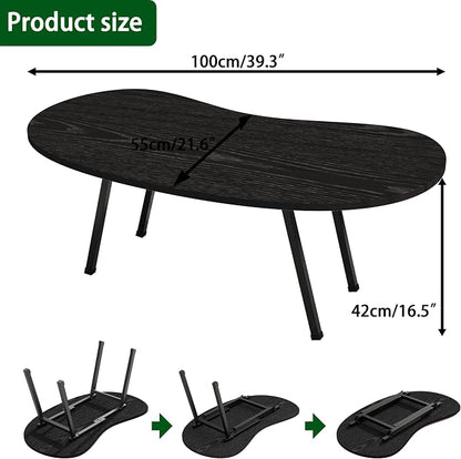 Foldable Coffee Table,Mid Century Modern Coffee Table Living Room Tables,Oval Center Table,Small Folding Coffee Tables Portable Table for Small Spaces,Living Room,Bedroom,Home,Easy Assembly,Black