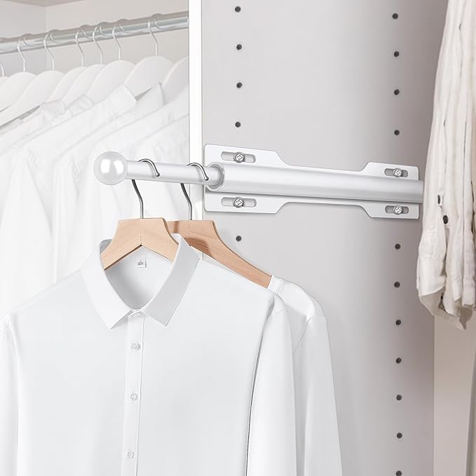 12" Valet Rod for Closet Pull Out (2 Pack, White)