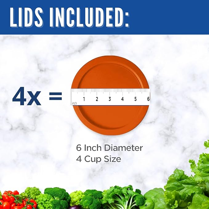 Replacement Lid for Pyrex 6" Storage Plastic Cover 4 Cup Bowl 7201-PC Orange (4-Pack)