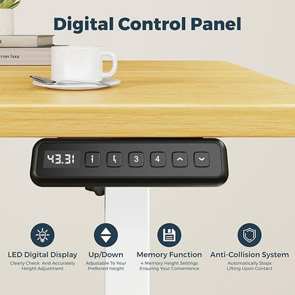 One-Piece Standing Desk 40 x 24 Inches, Small Adjustable Height Desk for Small Space Electric Sit Stand Desks Home Office Computer Workstation, Maple