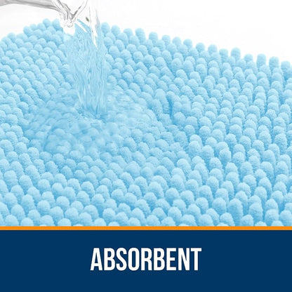 OLANLY Bathroom Rugs 30x20, Extra Soft Absorbent Chenille Bath Rugs, Rubber Backing Quick Dry, Machine Washable Bath Mats for Bathroom Floor, Tub and Shower, Home Decor Accessories, Sky Blue