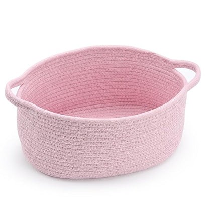 Happyiren Pink Basket – Cute Basket for Girl Women, Perfect for Valentines Day, Baby Shower, Birthdays – Empty Basket for Gifts, Burr, Storage, Nursery, 13 x 9.8 x 5 inches