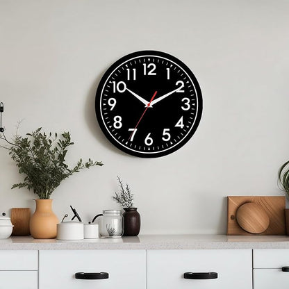 DAXSMY Wall Clock Black Battery Operated 10 Inch Simpel Silent Non Ticking Analog Decorative for Kitchen Bathroom Bedroom Office Living Room School Classroom(Black)