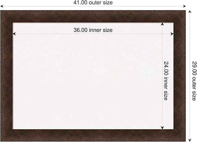 Amanti Art White Cork Board for Wall, 29x41 Vision Board with Brown Wood Frame, Large Corkboard Office Decor for Home Organization, Casual Corkboard Pinboard to display items for home organization