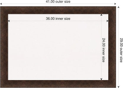 Amanti Art White Cork Board for Wall, 29x41 Vision Board with Brown Wood Frame, Large Corkboard Office Decor for Home Organization, Casual Corkboard Pinboard to display items for home organization