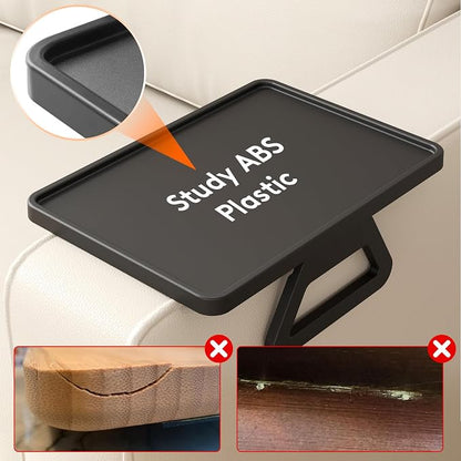 Lifewit Plastic Rotating Couch Armrest Table, Adjustable Sofa Arm Clip Holder Tray for Snack/Fast Food/Fruit/Drink, Large Foldable Stable Sofa Table with Reinforced Clamp, Black