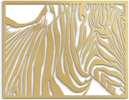 SIGNLEADER Metal Wall Art Decor Zebra Minimalist Modern Abstract Wall Sculpture Hangings Home Decoration for Living Room, Bedroom, Bathroom, Kitchen, Outdoor - 36" Gold