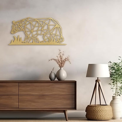 SIGNLEADER Metal Wall Art Decor Big Stupid Bear Modern Abstract Wall Sculpture Hangings Home Decoration for Living Room, Bedroom, Bathroom, Kitchen, Outdoor - 24" Gold