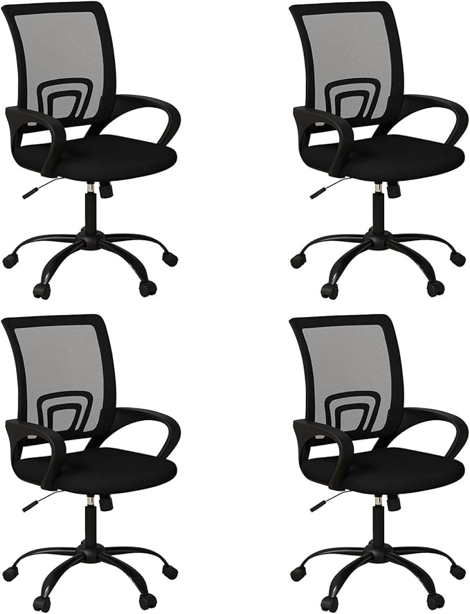 Bonzy Home Ergonomic Office Chairs Set of 4, Swivel Rolling Conference Room Chair, Mesh Computer Desk Chairs with Lumbar Support and Wheel, 4 Pack