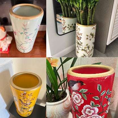Ceramic Umbrella Stand Umbrella Holder for Entryway Hand-Made Umbrella Stand Barrels Umbrella Holder Cane Floor Standing Vase Ceramic Storage Bucket for Home Office Entrance Indoor.(Gray 2022)