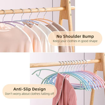 MOPALL Clothes Hanger 14 Pack, Sweater Hangers No Shoulder Bump, 16.5 inch Wide Heavy Duty Coat Hangers for Closet, Non Slip PVC-Coating Metal Hangers for Sweaters,Suits,Dresses,Jackets,Pants,Shirt