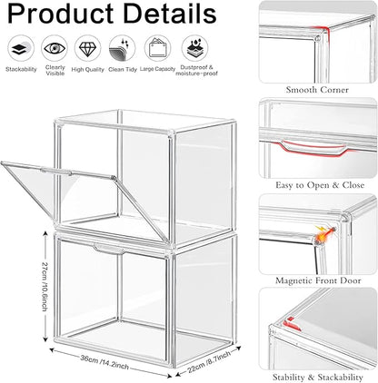 DILIBRA 5 Packs Clear Plastic Handbag Storage Organizer for Closet, Acrylic Display Box for Handbag, Stackable Storage Boxes Bag Organizer with Magnetic Door