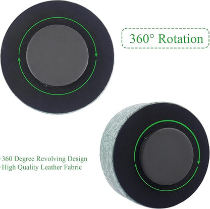 Hennaja Remote Control Holder, 360°Spinning PU Leather Desk TV Remote Caddy,Desk Storage Box Room Accessories for Controller, Media,Mail,Calculator, Mobile Phone,Pencil(1-Carved Green2)