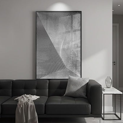 Framed Black And White Abstract Wall Art, Modern City Architecture Prints Paintings for Walls, Large Contemporary Geometric Lines Pictures for Living Room Dining Bedroom Hallway Home Decor 24x36 In
