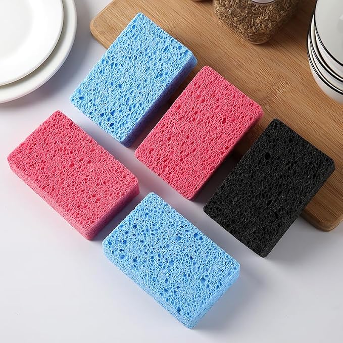 6 - Pack Non-Scratch Scrub Sponges - Sponges for Dishes and Washing Dishes, Cleaning Sponges for Kitchen Home Office, Magical 3D DIY Art and Craft Suppliers（Blue）