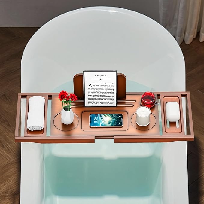 Banlilu Bathtub Tray - Bath Tray Expandable - Bath Tub Tray Table for Bathtub, Ajustable Size, Fits Most Tubs