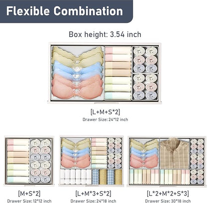 DIMJ Drawer Organizer Clothes - 28 Pack Baby Dresser Organizer for Nursery Closet Organization, Fabric Drawer Organizer Bins for Underwears Socks Bras, Foldable Storage Dividers for Bedroom