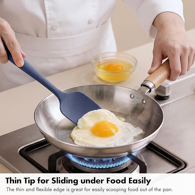 Ironberry Silicone Spoonula Set: 600ºF Heat Resistant Food Grade Cooking Baking Utensils, Kitchen Flexible Nonstick Rubber Pan Spoon Spatula for Mixing, Scrambling, Scooping (3 Pieces, Multicolor 4)