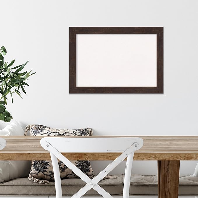 Amanti Art White Cork Board for Wall, 15x21 Vision Board with Brown Wood Frame, Small Corkboard Office Decor for Home Organization, Country Rustic Corkboard Pinboard to Display Items for Home