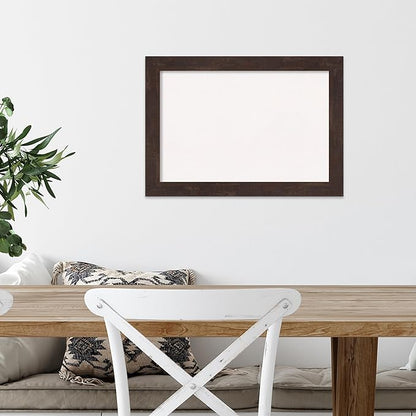 Amanti Art White Cork Board for Wall, 15x21 Vision Board with Brown Wood Frame, Small Corkboard Office Decor for Home Organization, Country Rustic Corkboard Pinboard to Display Items for Home